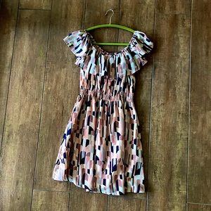 off the shoulder pleaded dress